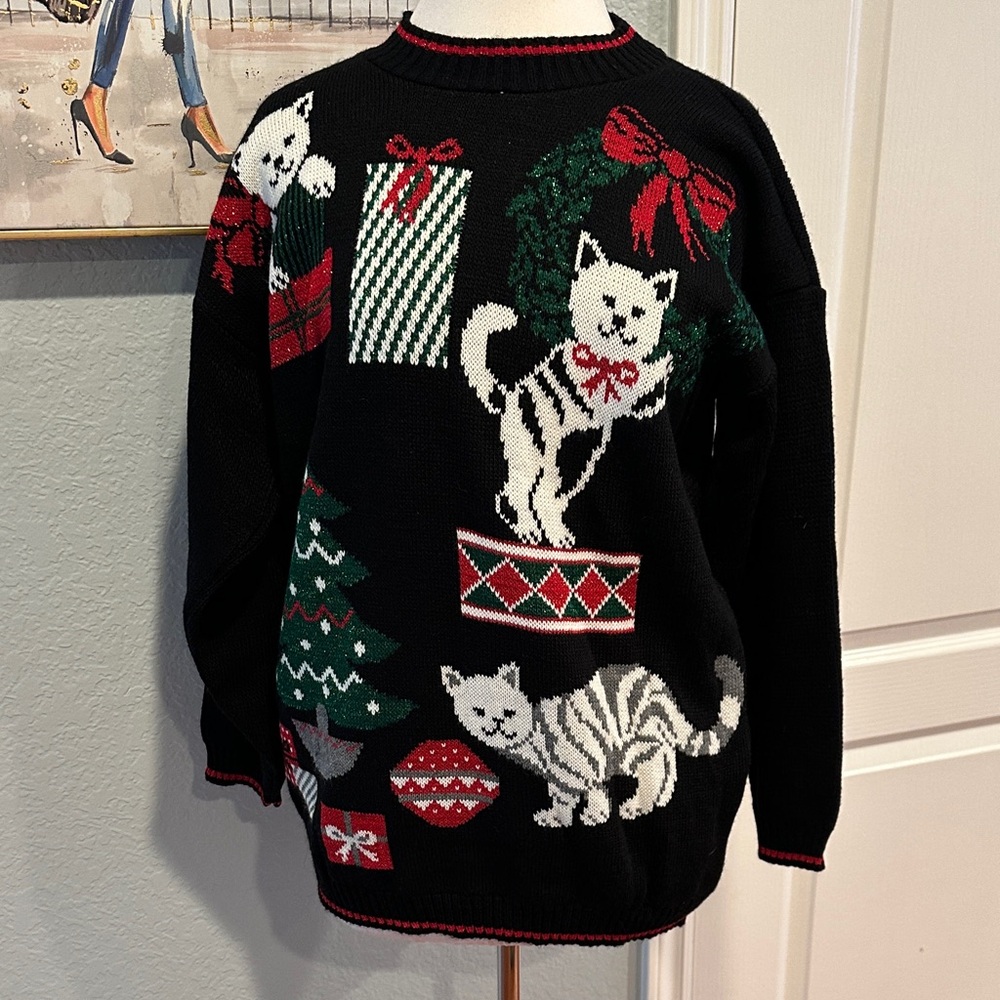 Nutcracker Sz Medium Oversized Holiday Cat Sweater • NWT!